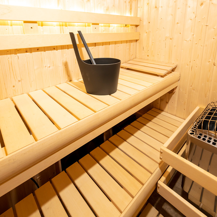 Inside image of the NorthStar Outdoor Sauna bench