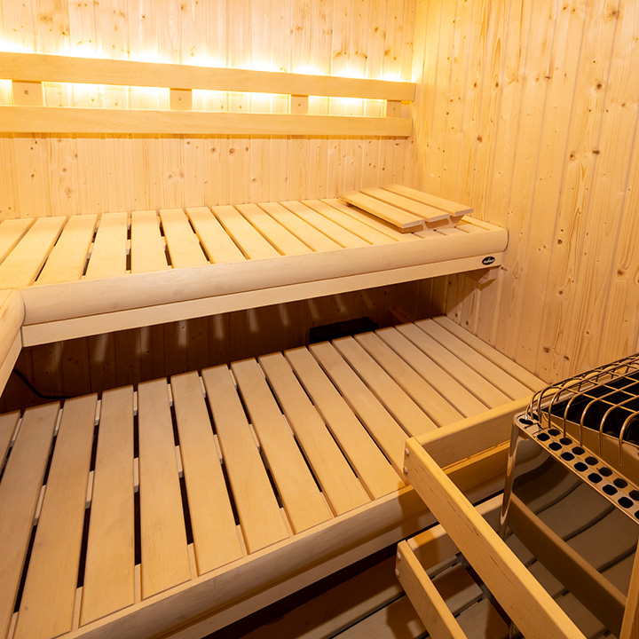Inside image on the bench on the NorthStar Outdoor Sauna 57