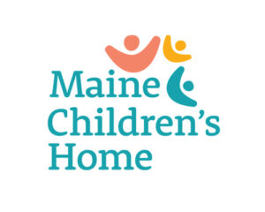 Maine Childrens Home Logo with a blue, yellow and orange graphic with a swoop and dot